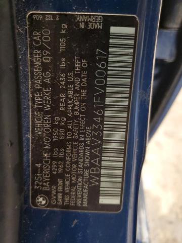 2001 BMW 325 I VIN: WBAAV33461FV00617 Lot: 53962414