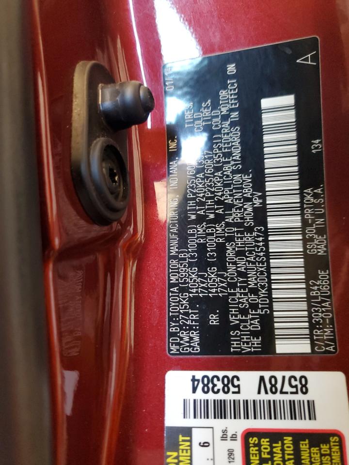 5TDYK3DCXES454473 2014 Toyota Sienna Xle