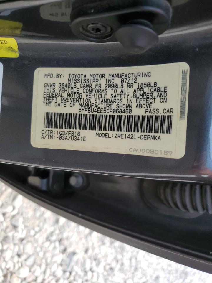 5YFBU4EE5CP068460 2012 Toyota Corolla Base