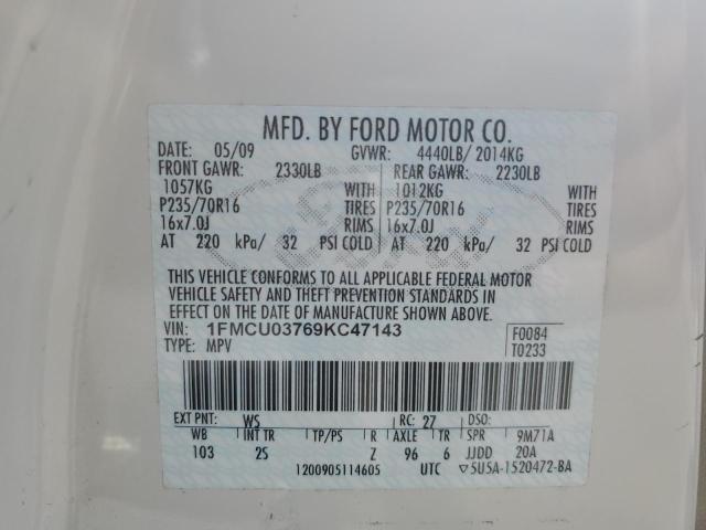 2009 Ford Escape Xlt VIN: 1FMCU03769KC47143 Lot: 54771404