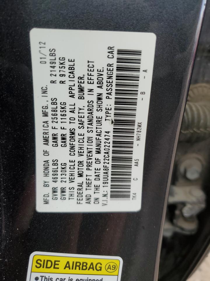 19UUA8F22CA022474 2012 Acura Tl