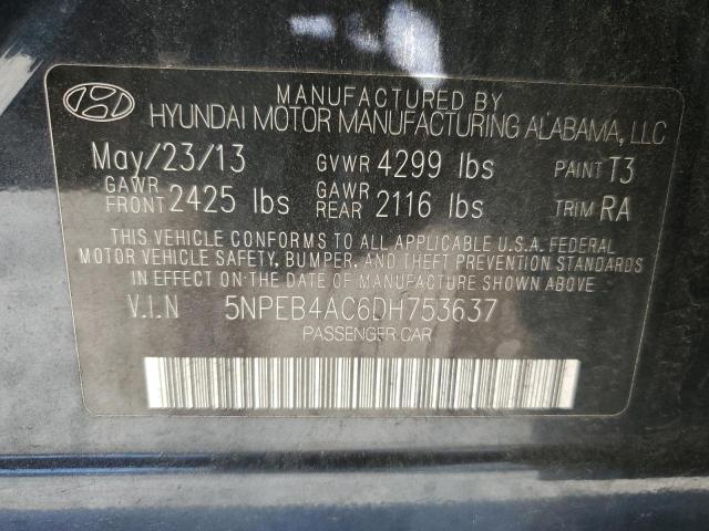 2013 Hyundai Sonata Gls VIN: 5NPEB4AC6DH753637 Lot: 56838944