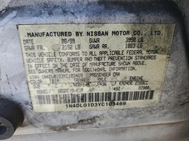 2000 Nissan Altima Xe VIN: 1N4DL01D3YC103469 Lot: 53998744