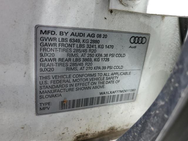 2021 Audi Q7 Premium Plus VIN: WA1LXAF77MD011363 Lot: 52864054