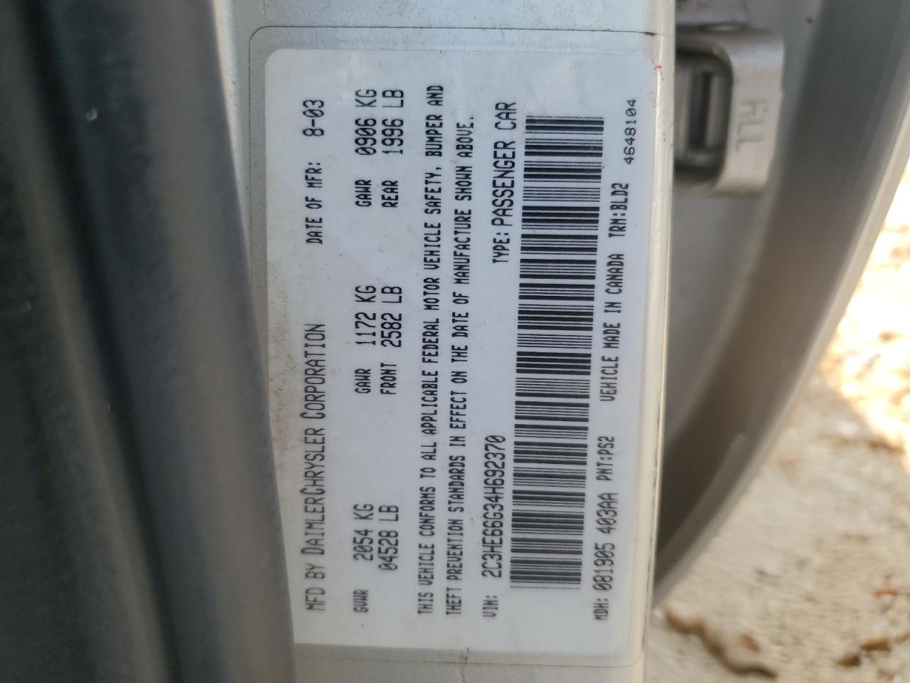 2C3HE66G34H692370 2004 Chrysler 300M