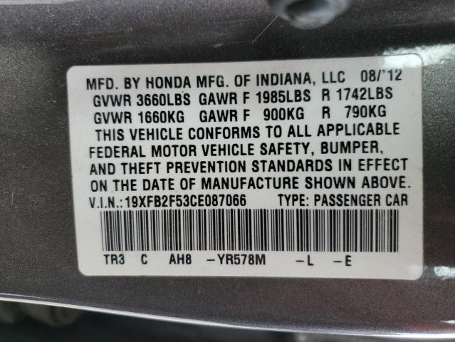 2012 Honda Civic Lx VIN: 19XFB2F53CE087066 Lot: 54225224