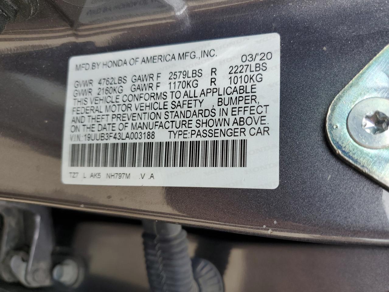 19UUB3F43LA003188 2020 Acura Tlx Technology