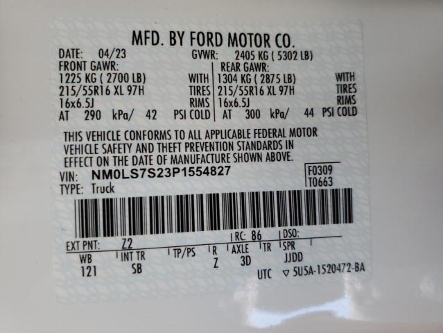 2023 Ford Transit Connect Xl VIN: NM0LS7S23P1554827 Lot: 56110774