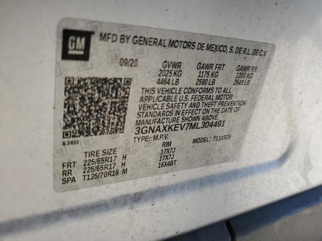 2021 Chevrolet Equinox Lt VIN: 3GNAXKEV7ML304491 Lot: 53699044