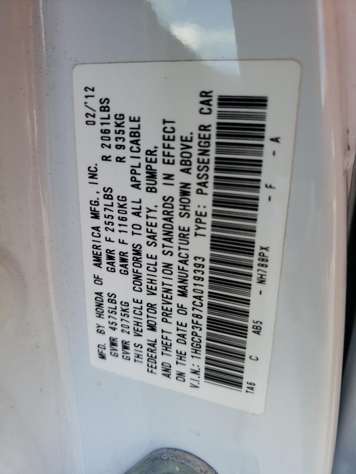 1HGCP3F87CA019393 2012 Honda Accord Exl