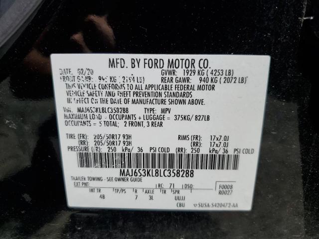 2020 Ford Ecosport Titanium VIN: MAJ6S3KL8LC358288 Lot: 60381134