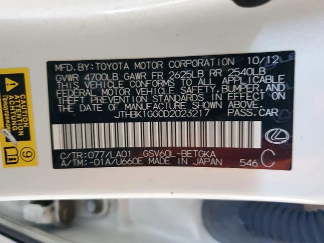 2013 Lexus Es 350 VIN: JTHBK1GG0D2023217 Lot: 52730084