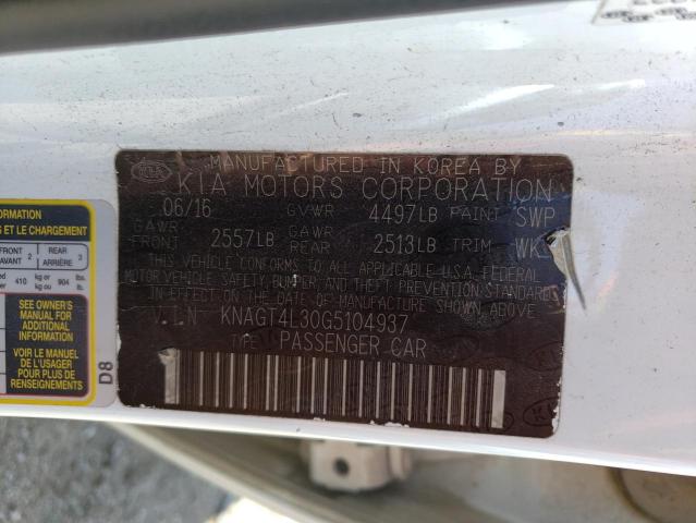 2016 Kia Optima Lx VIN: KNAGT4L30G5104937 Lot: 56242844