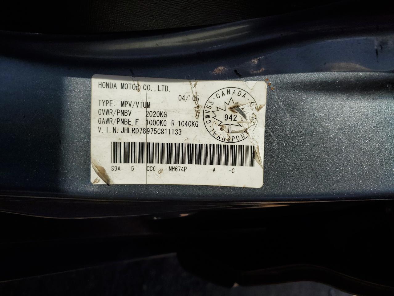 JHLRD78975C811133 2005 Honda Cr-V Se