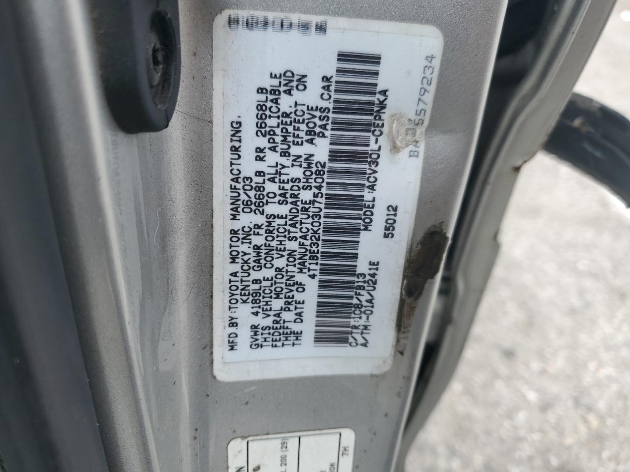 4T1BE32K03U754082 2003 Toyota Camry Le