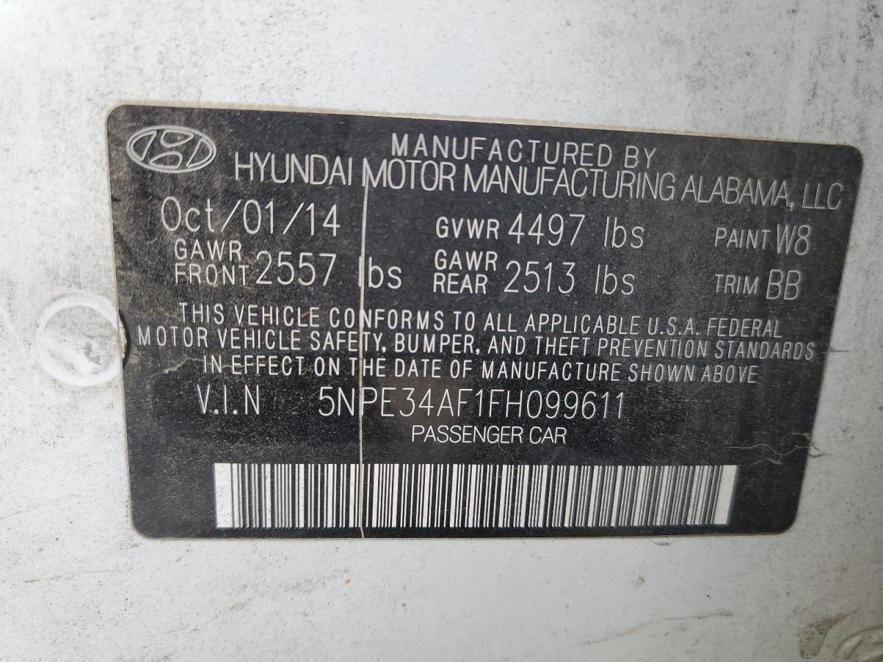 5NPE34AF1FH099611 2015 Hyundai Sonata Sport