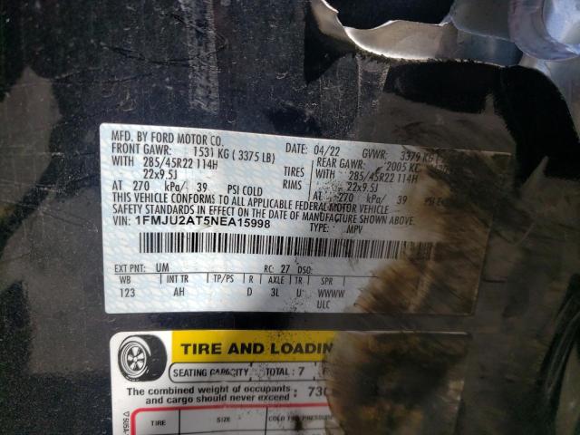 2022 Ford Expedition Limited VIN: 1FMJU2AT5NEA15998 Lot: 54038374