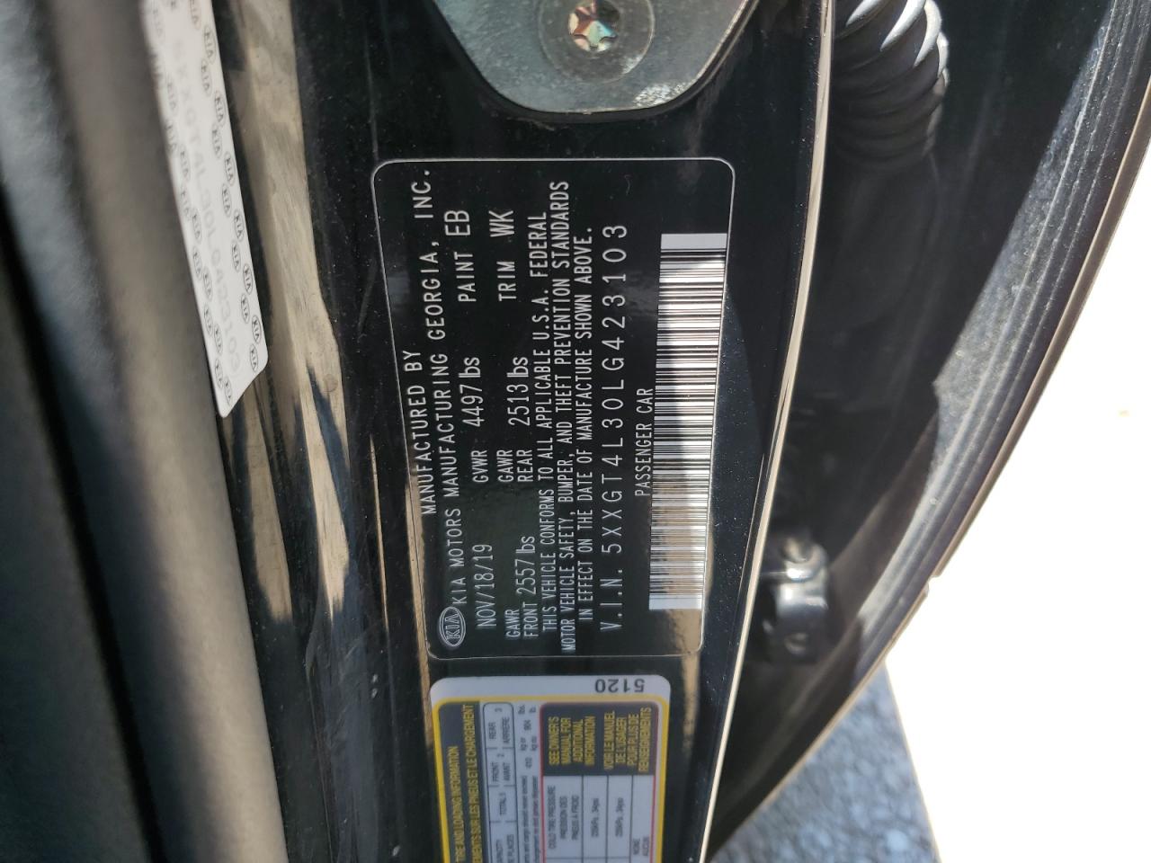 5XXGT4L30LG423103 2020 Kia Optima Lx