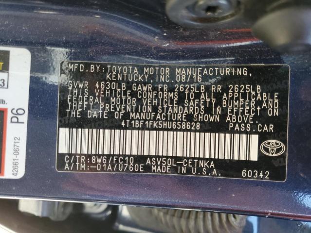 VIN 4T1BF1FK5HU658628 2017 Toyota Camry, LE no.12