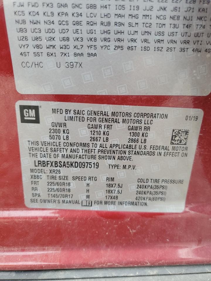 LRBFXBSA5KD097519 2019 Buick Envision Preferred