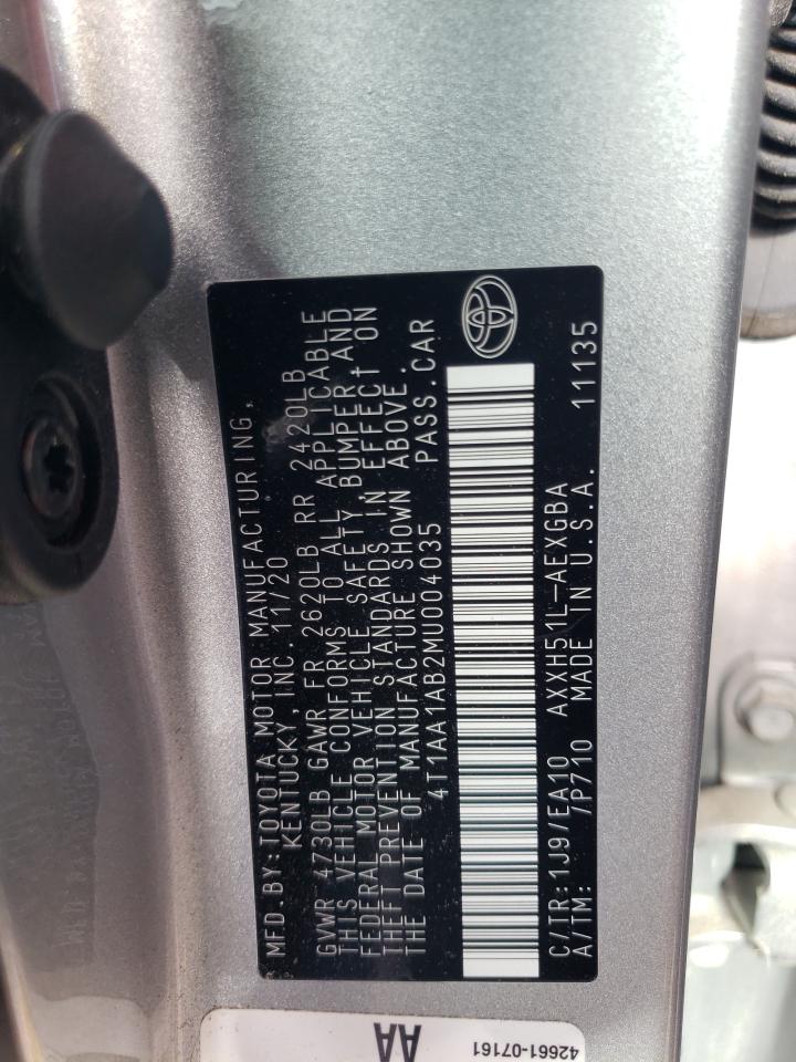 4T1AA1AB2MU004035 2021 Toyota Avalon Xle