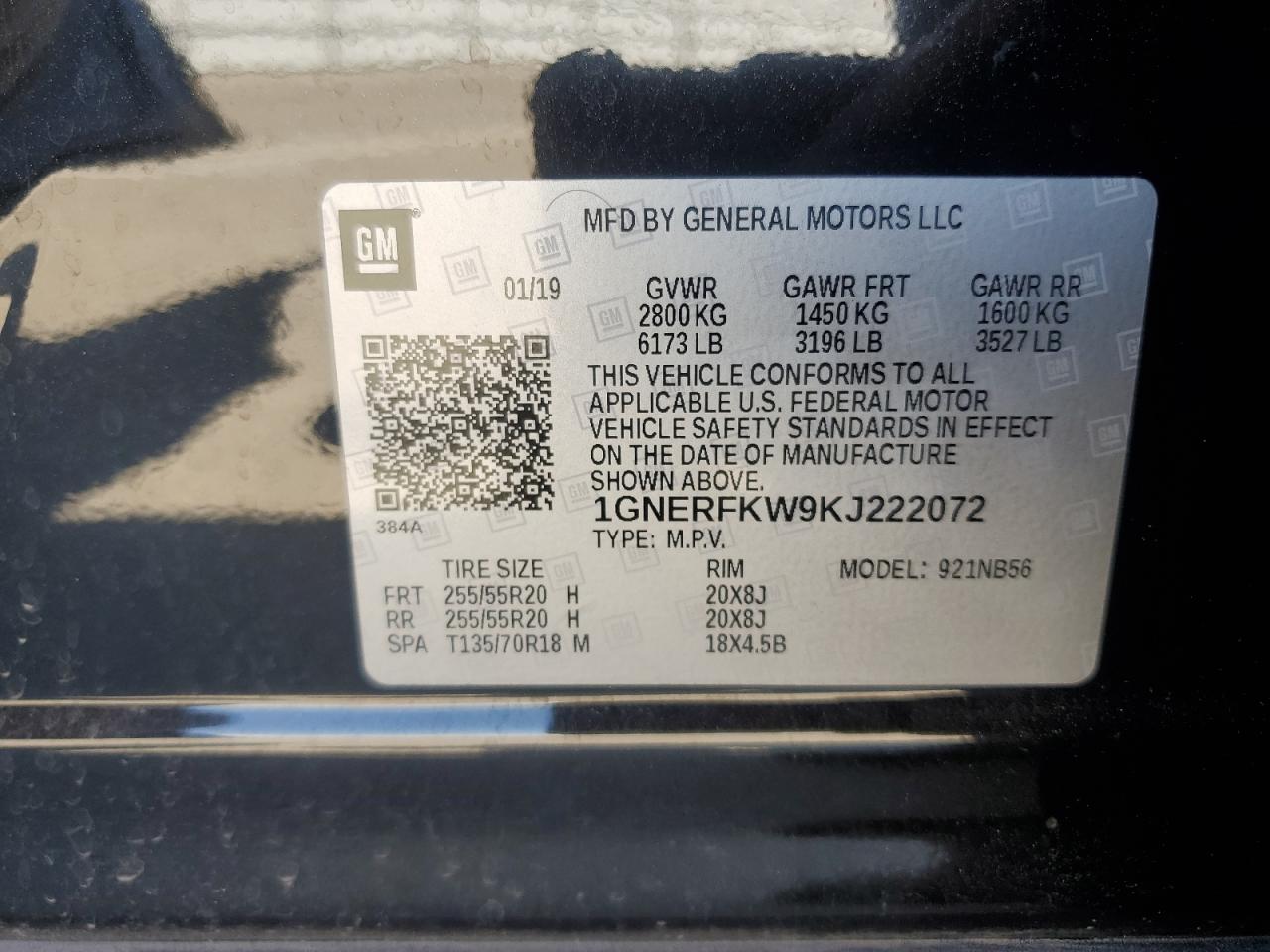 1GNERFKW9KJ222072 2019 Chevrolet Traverse Ls