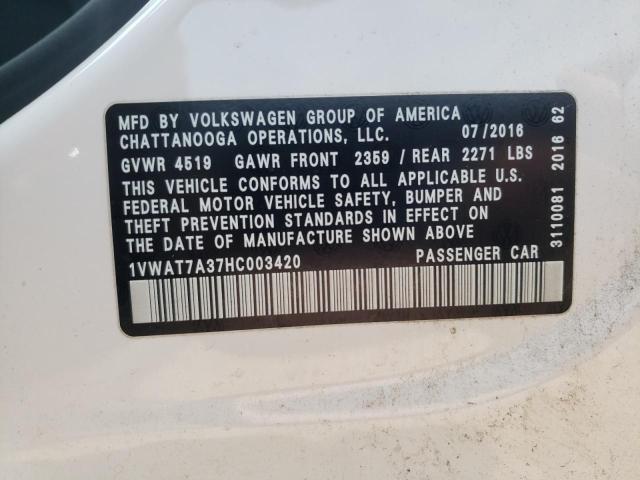 2017 Volkswagen Passat S VIN: 1VWAT7A37HC003420 Lot: 54501084
