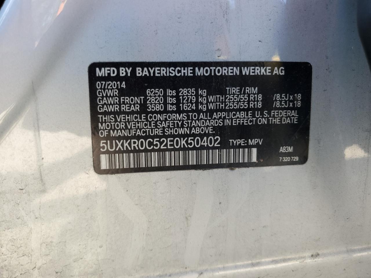 5UXKR0C52E0K50402 2014 BMW X5 xDrive35I