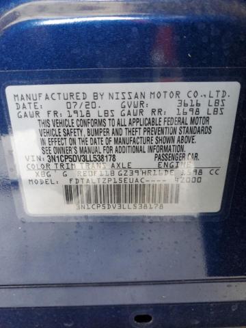 2020 Nissan Kicks Sr VIN: 3N1CP5DV3LL538178 Lot: 56564004