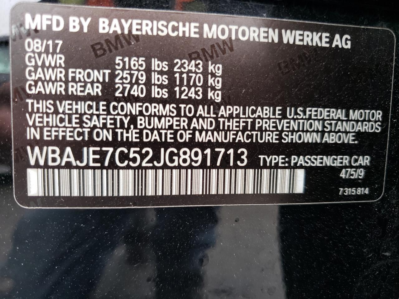 WBAJE7C52JG891713 2018 BMW 540 Xi