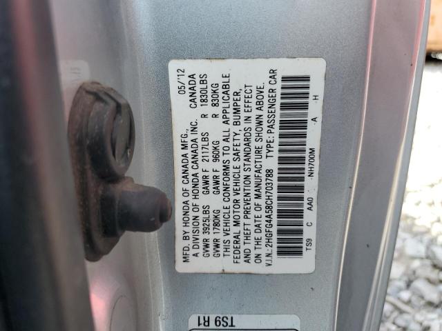 2012 Honda Civic Si VIN: 2HGFG4A58CH703788 Lot: 55198624