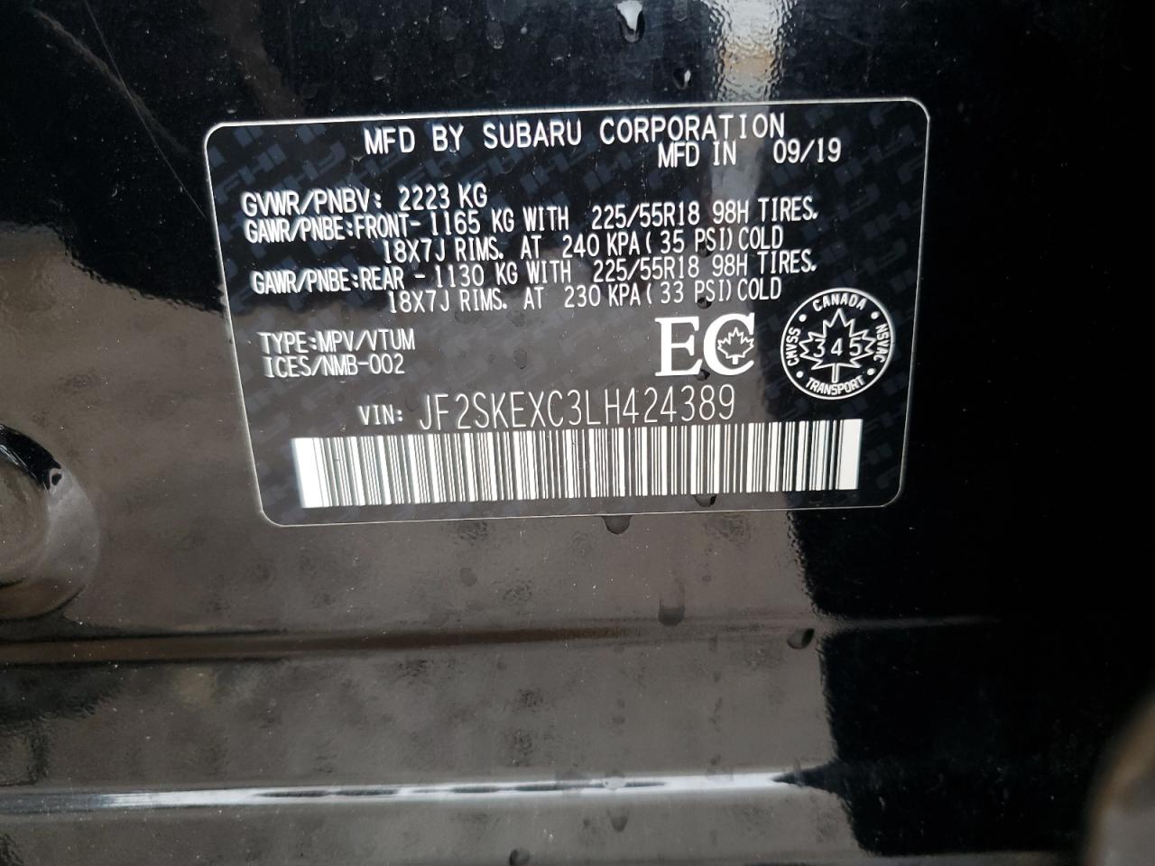 JF2SKEXC3LH424389 2020 Subaru Forester Premier