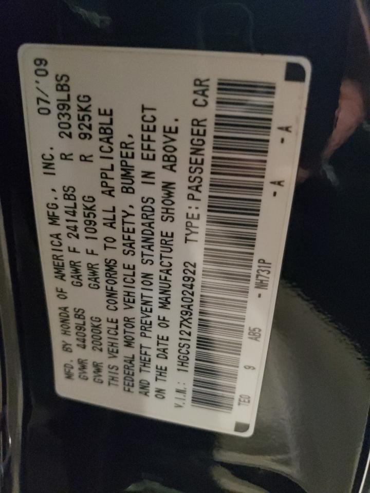1HGCS127X9A024922 2009 Honda Accord Ex