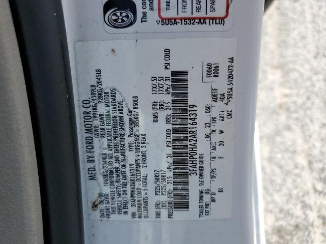 2010 Ford Fusion Se VIN: 3FAHP0HA2AR164319 Lot: 56448124