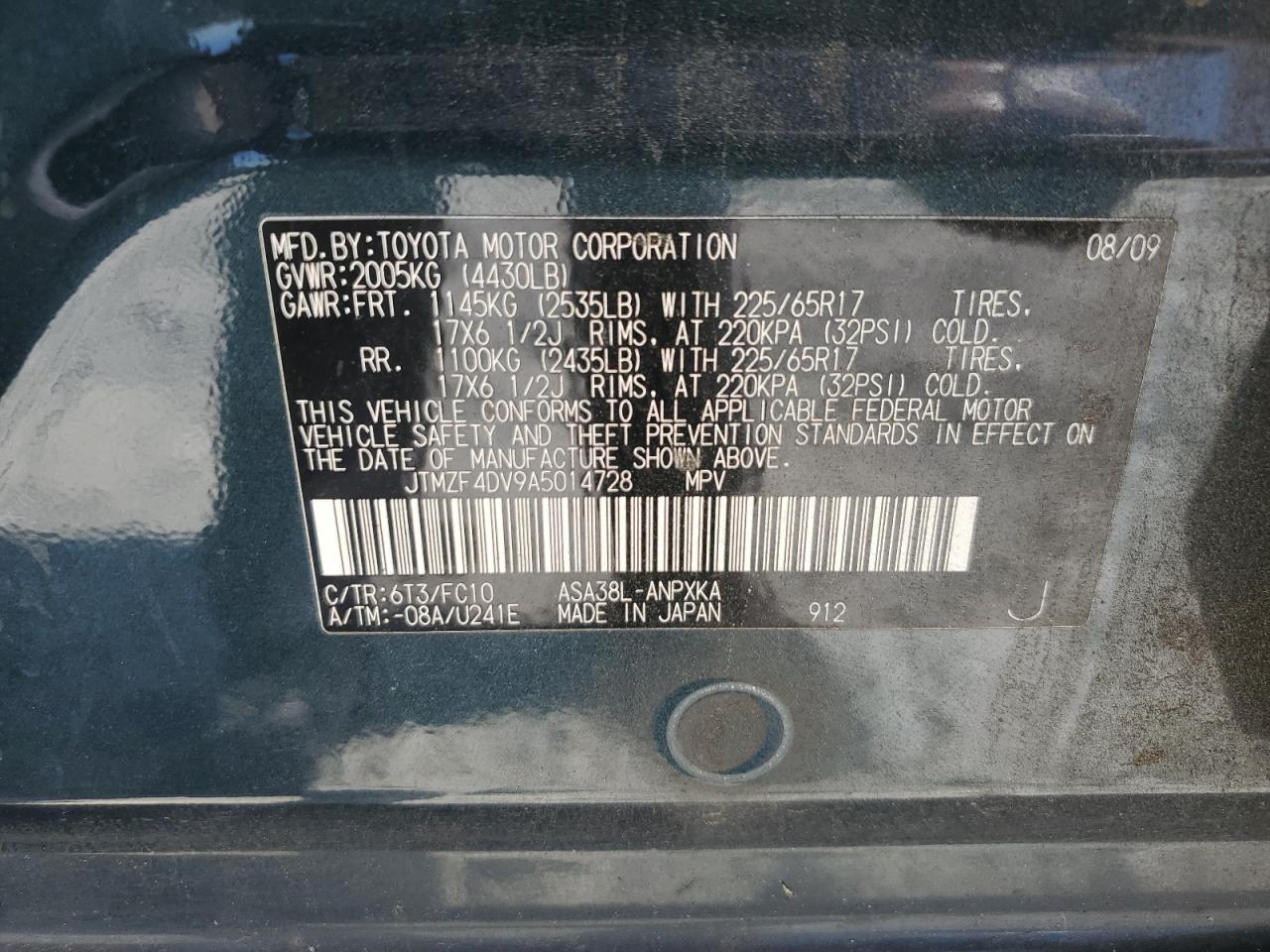 JTMZF4DV9A5014728 2010 Toyota Rav4