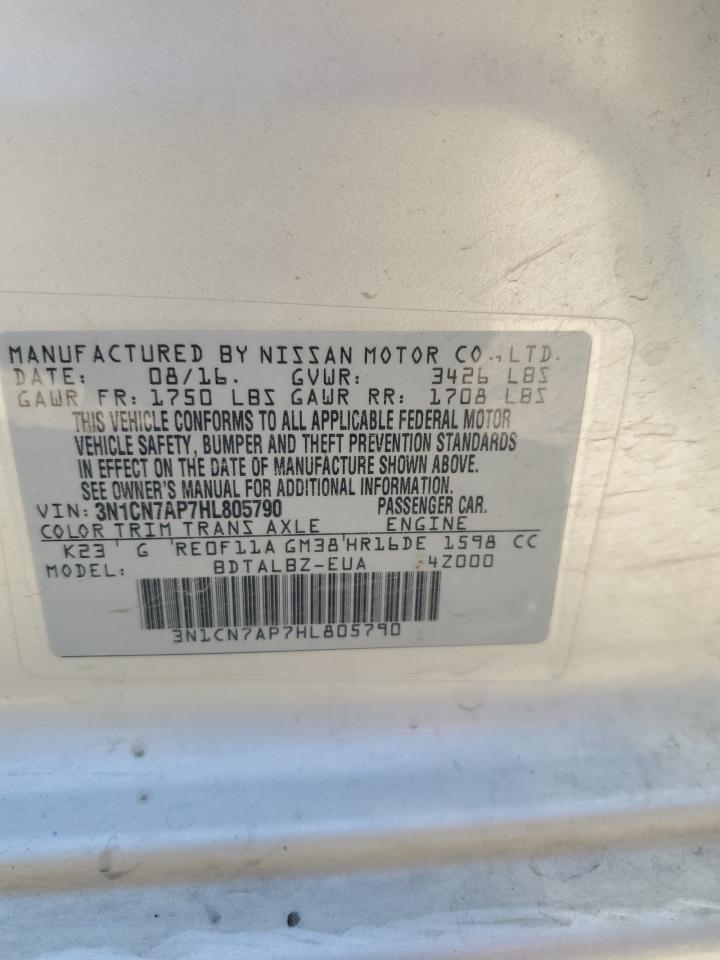 3N1CN7AP7HL805790 2017 Nissan Versa S