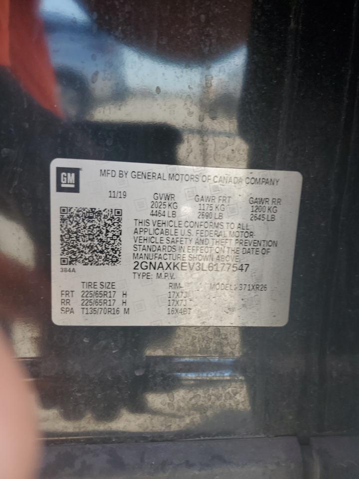 2GNAXKEV3L6177547 2020 Chevrolet Equinox Lt