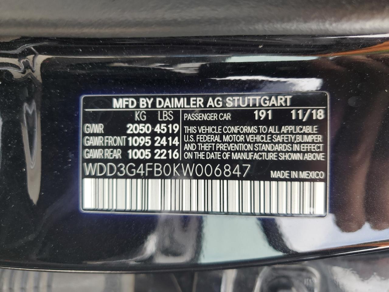 WDD3G4FB0KW006847 2019 Mercedes-Benz A 220 4Matic