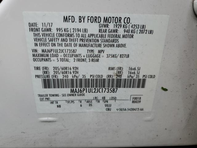 2018 Ford Ecosport Se VIN: MAJ6P1UL2JC173587 Lot: 53161374