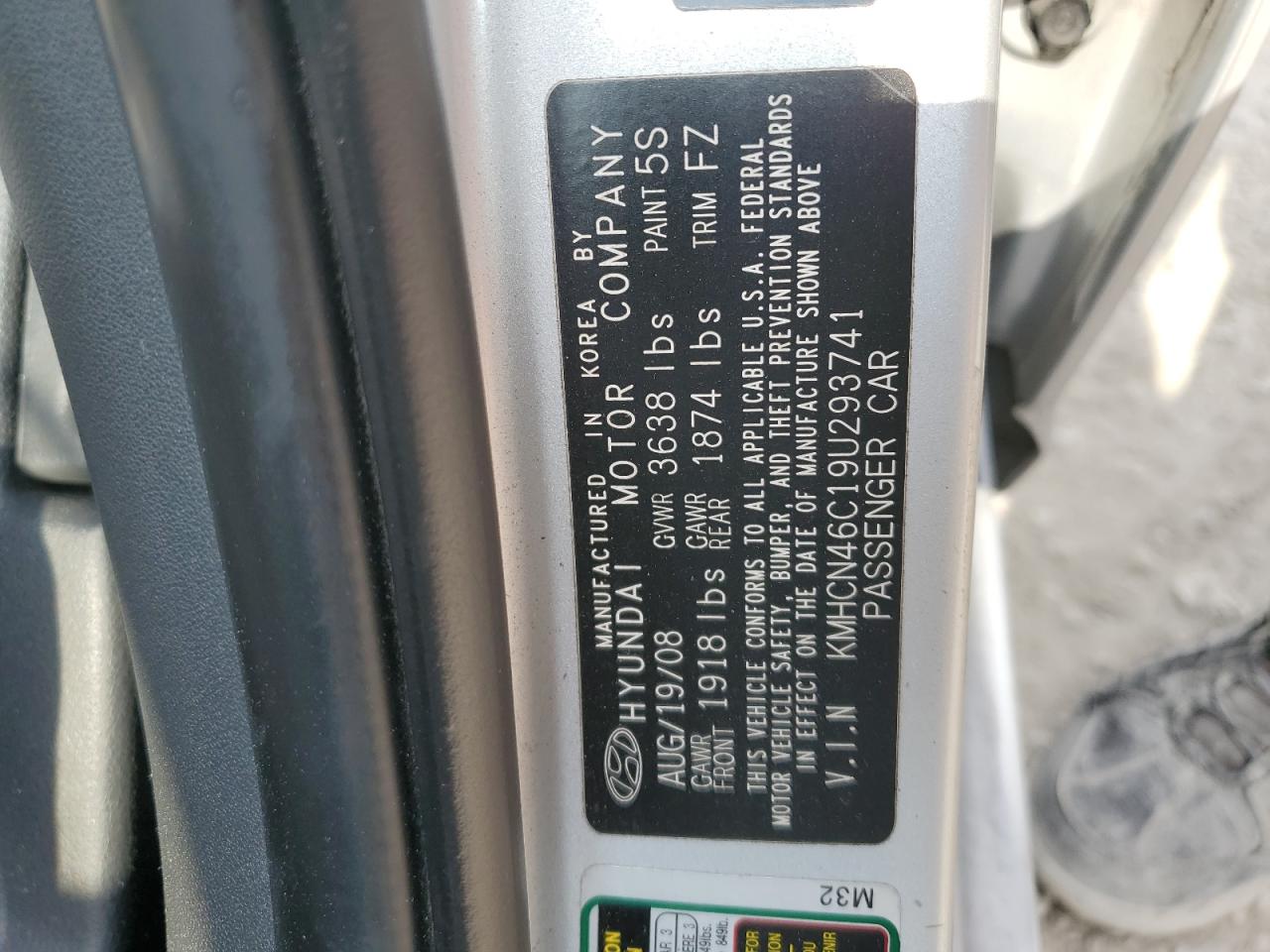 KMHCN46C19U293741 2009 Hyundai Accent Gls