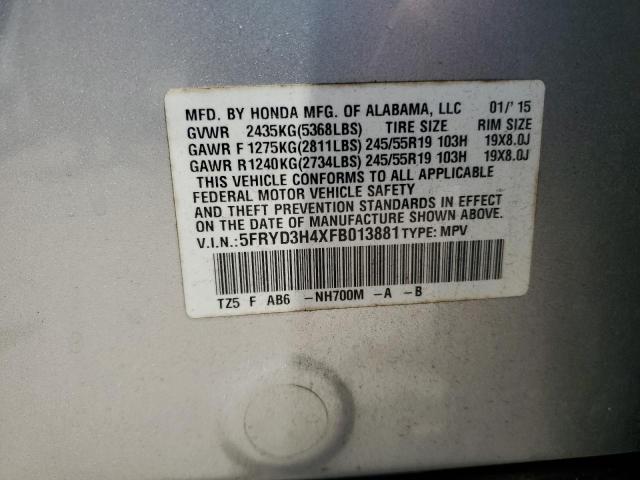 2015 ACURA MDX TECHNO - 5FRYD3H4XFB013881