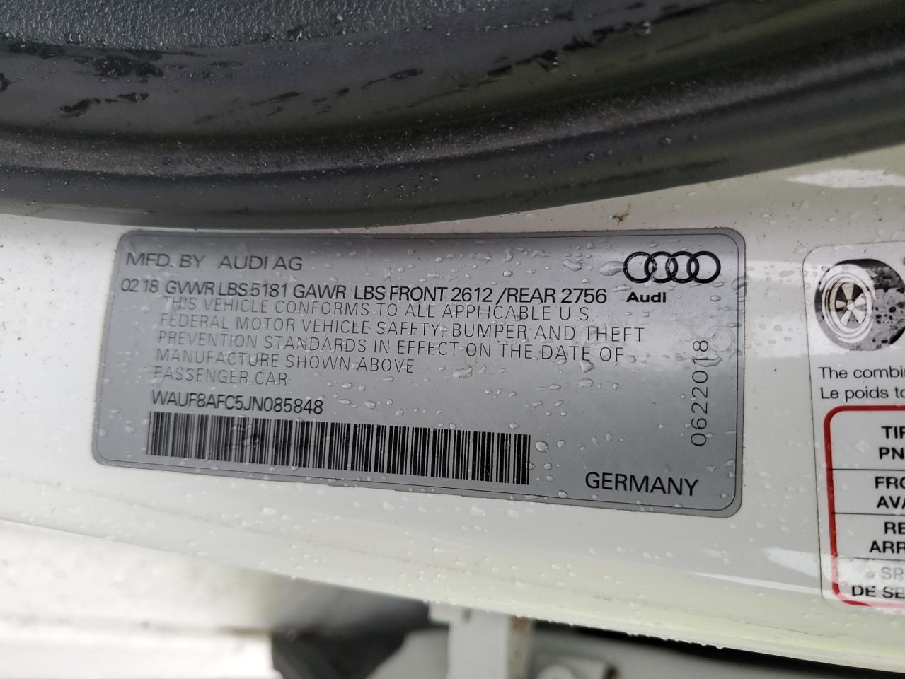 WAUF8AFC5JN085848 2018 Audi A6 Premium