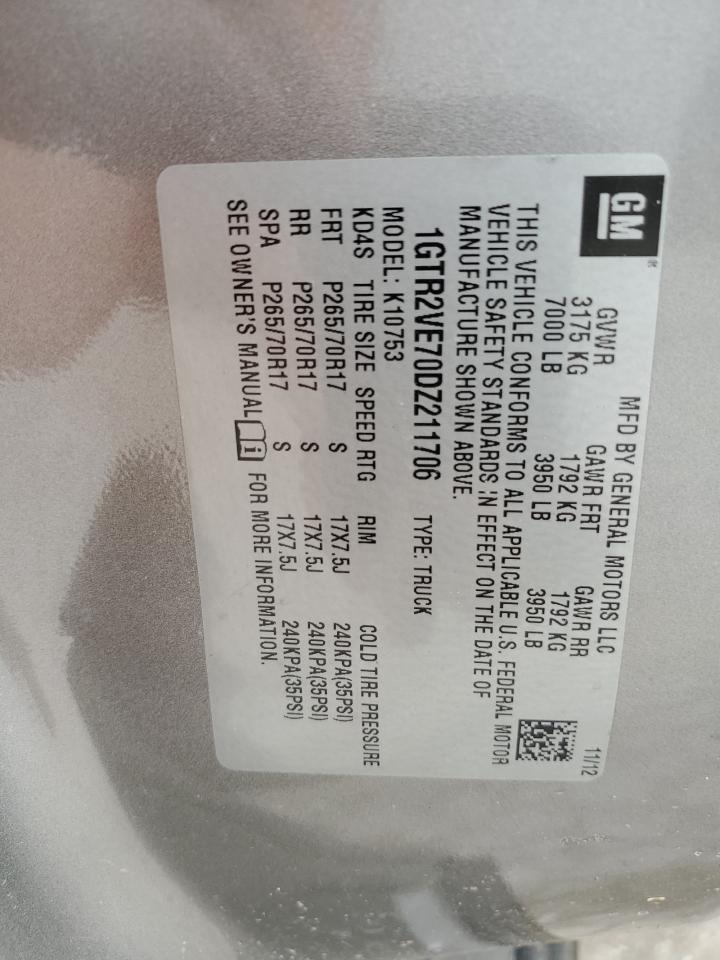 1GTR2VE70DZ211706 2013 GMC Sierra K1500 Sle