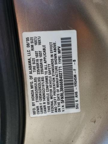 2006 Honda Odyssey Exl VIN: 5FNRL38666B402771 Lot: 55421224