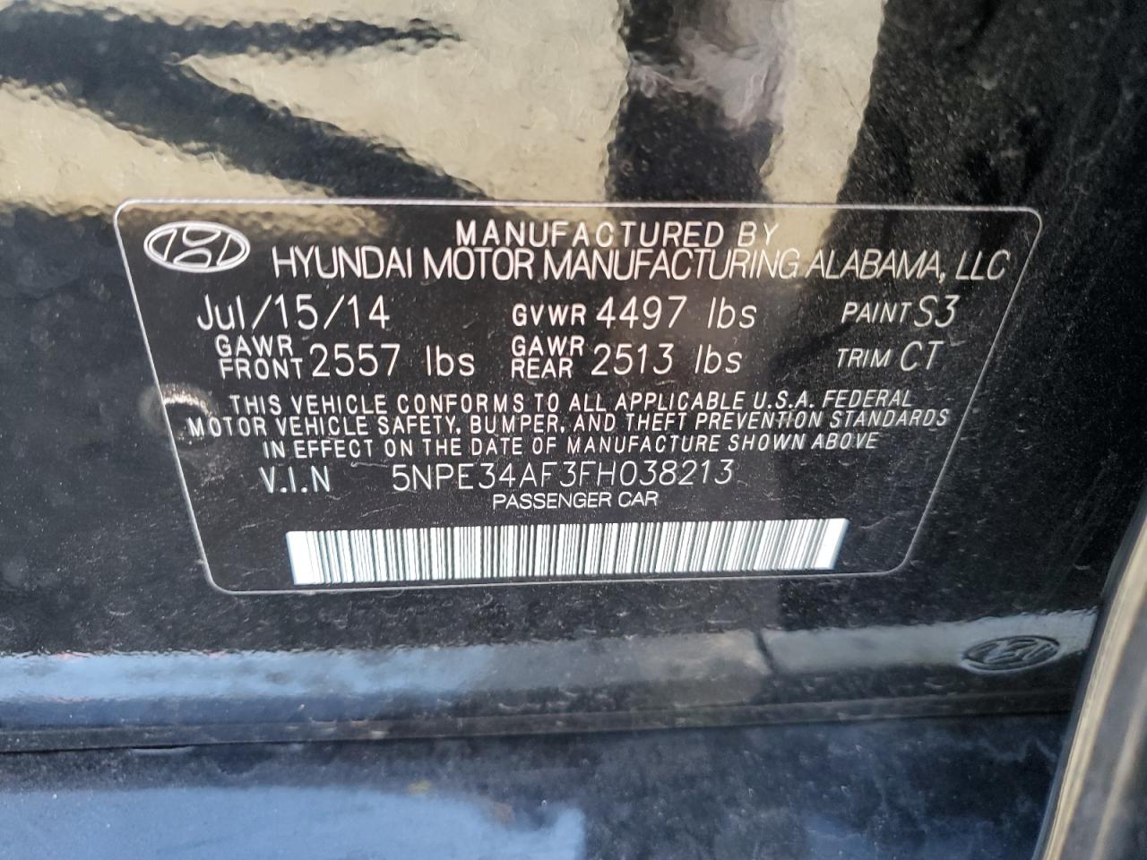 5NPE34AF3FH038213 2015 Hyundai Sonata Sport