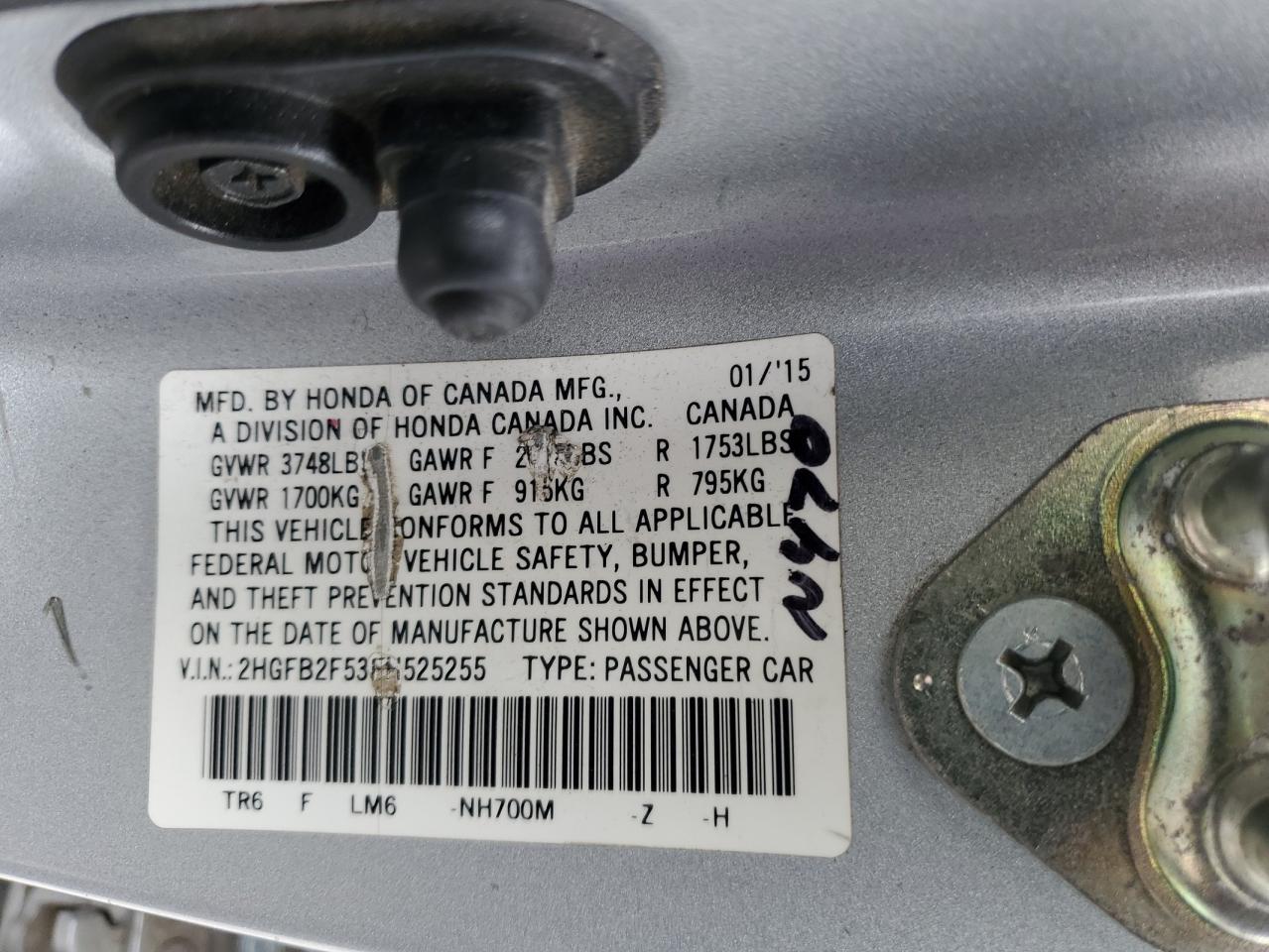 2HGFB2F53FH525255 2015 Honda Civic Lx 2HGFB2F53FH525255 2015 Honda Civic Lx