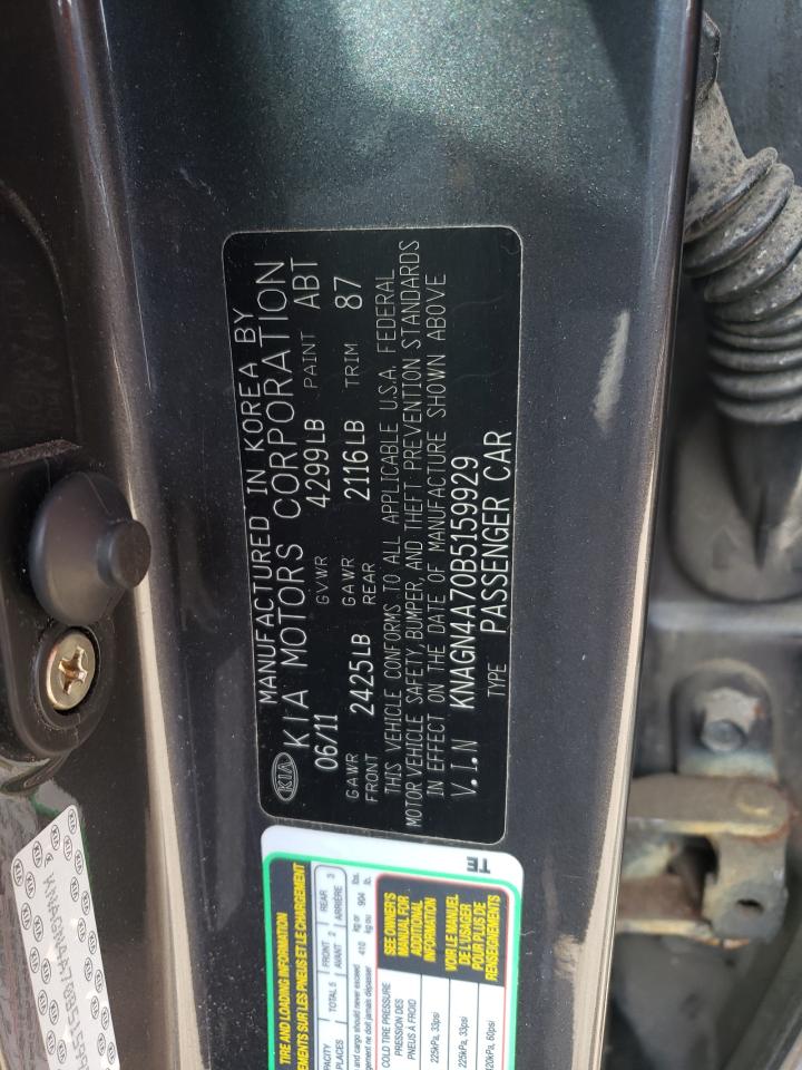 KNAGN4A70B5159929 2011 Kia Optima Ex