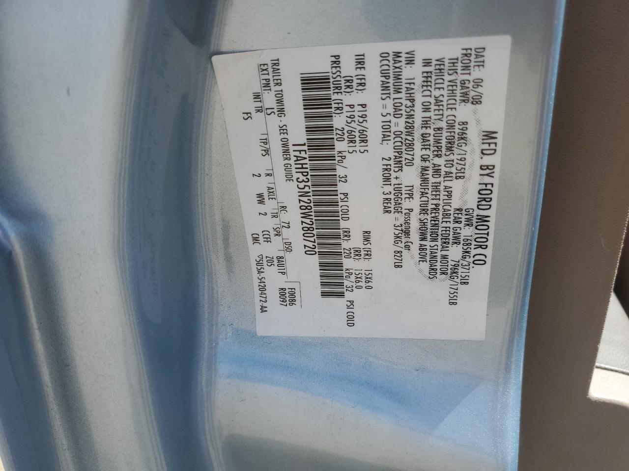 1FAHP35N28W280720 2008 Ford Focus Se