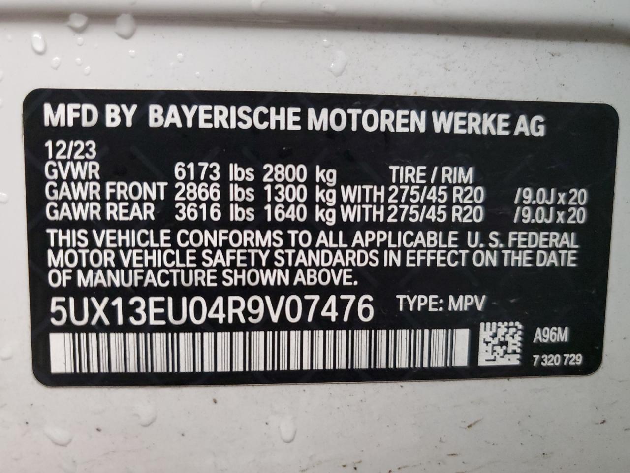 5UX13EU04R9V07476 2024 BMW X5 Sdrive 40I