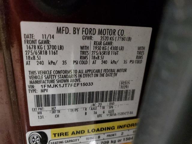 2015 Ford Expedition El Xlt VIN: 1FMJK1JT7FEF15033 Lot: 54981124